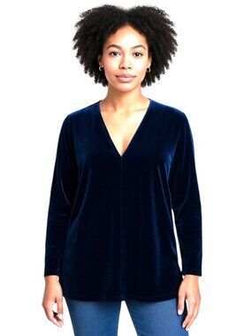 Vince Camuto Velvet Blouse Blue Size XL Glam Party Holiday Special Occasion